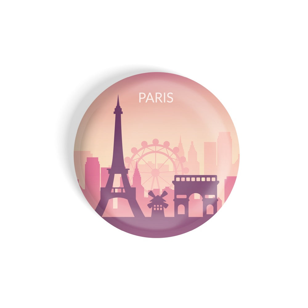 dhcrafts Round Fridge Magnet Multicolor Paris D13 Glossy Finish Design Pack of 1 (58 mm)